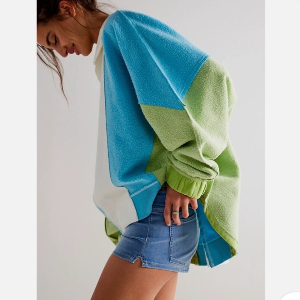 Free People V-Neck Sidewalk Sweater - Kiwi Combo - Picture 2 of 14